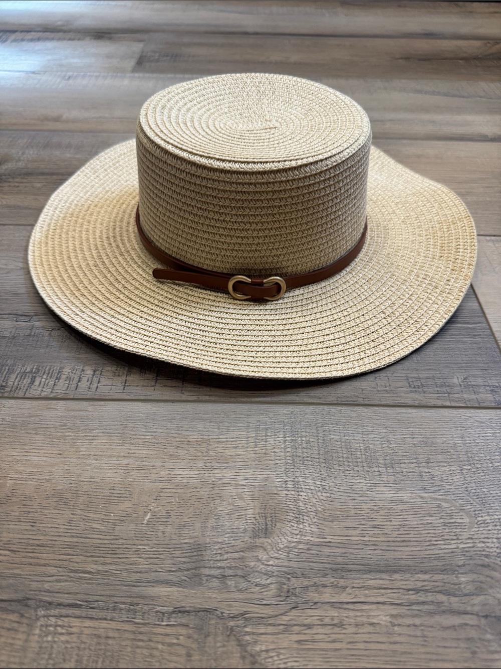 Cream Straw Fedora with Orange Band and Gold Accent